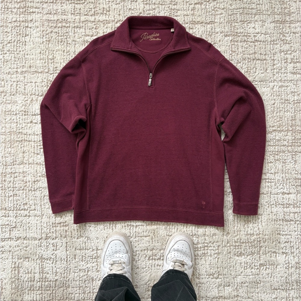 Men's Burgundy quarter zip Zip-Up Sweater